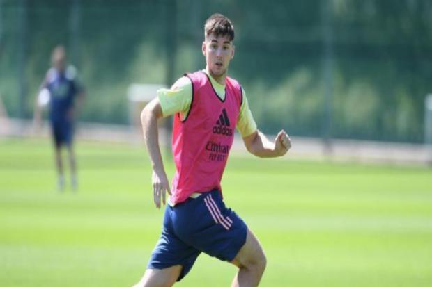 Kieran Tierney in training at Arsenal