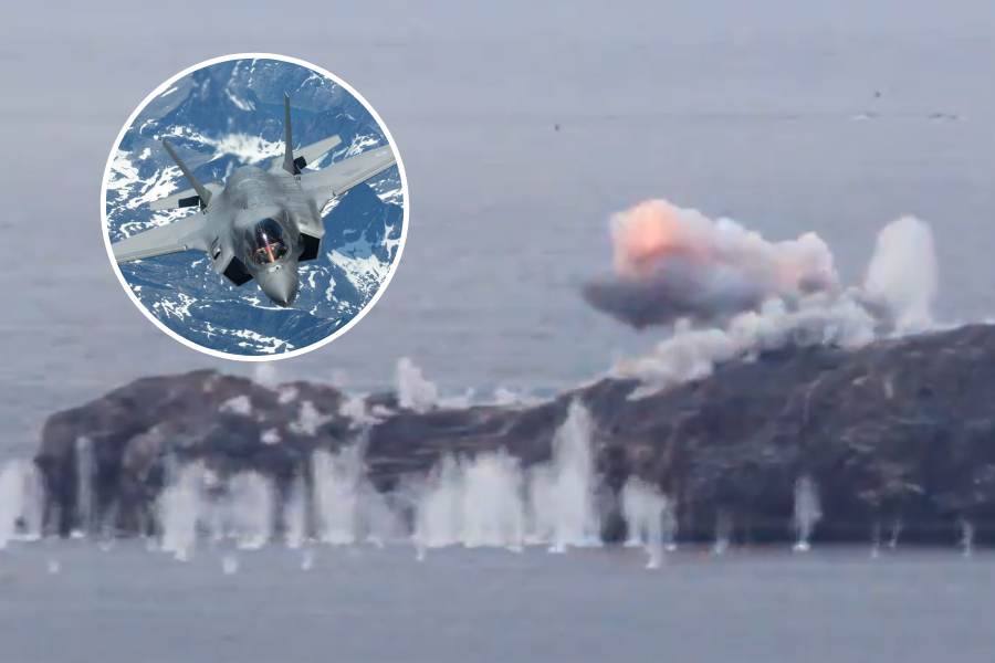 Exercise Joint Warrior: Watch as RAF F-35 Lightning bombs Scots island