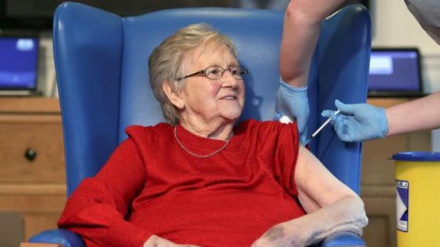 HeraldScotland: Former carer, Annie Innes, 90, was the first care home resident in Scotland to be vaccinated