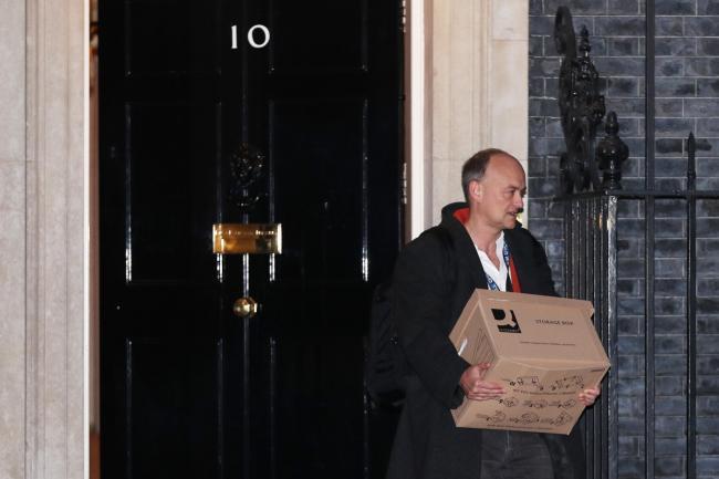 Prime Minister Boris Johnsons top aide Dominic Cummings leaves 10 Downing Street, London, with a box.