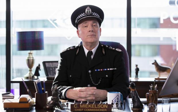 HeraldScotland: Jack Docherty as Chief Commissioner Cameron Miekelson in BBC comedy series Scot Squad. Picture: Martin Shields/The Comedy Unit/BBC
