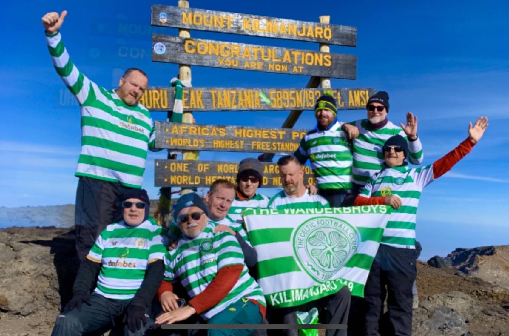 Celebrations to mark The Wander Bhoys Mount Kilimanjaro trek in aid of the Celtic Foundation