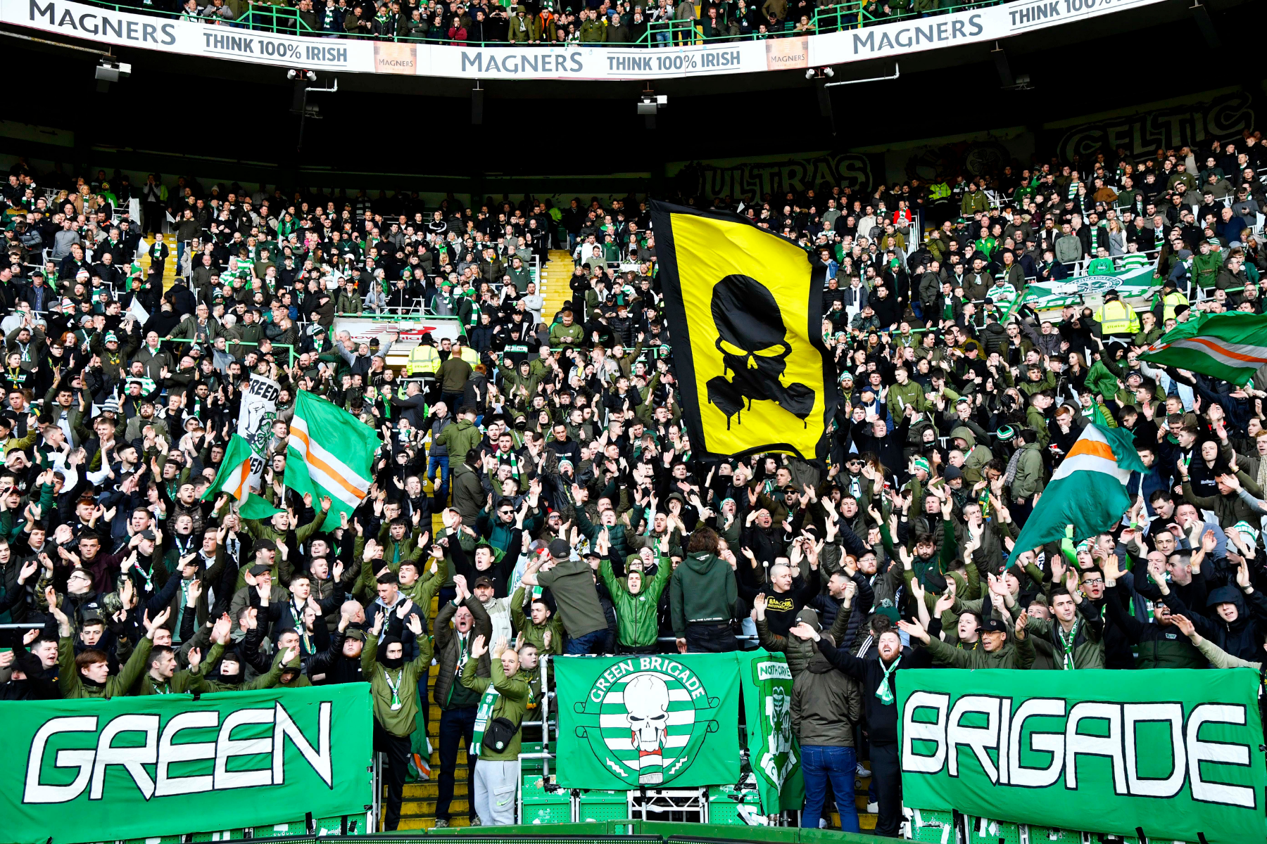 Celtic fan group Green Brigade unveil huge 'January Review' protest banner at Parkhead