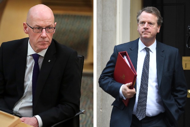 John Swinney and Alister Jack have clashed over the current legal challenge