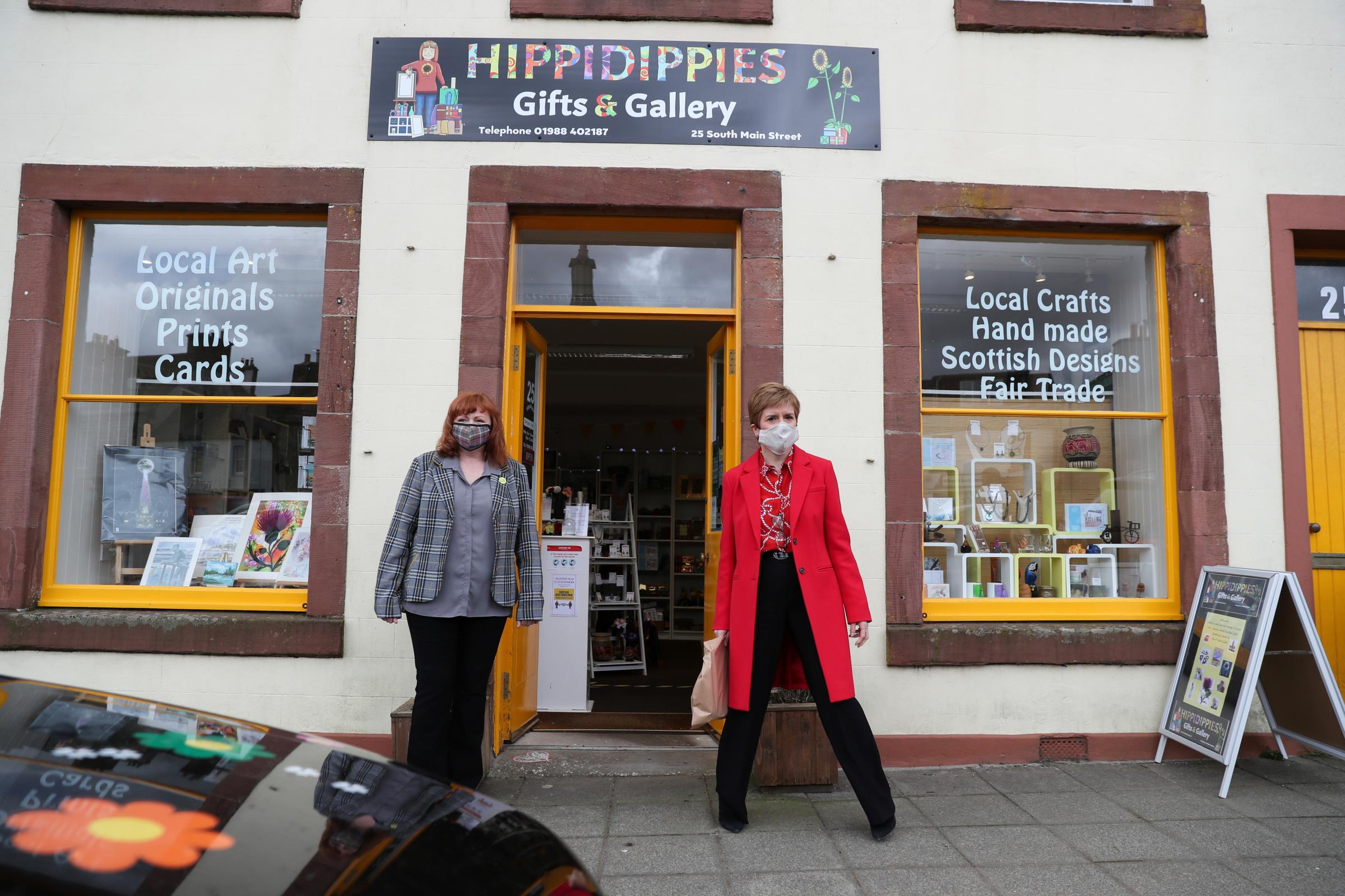 Nicola Sturgeon with SNP candidate Emma Harper in Wigtown yesterday