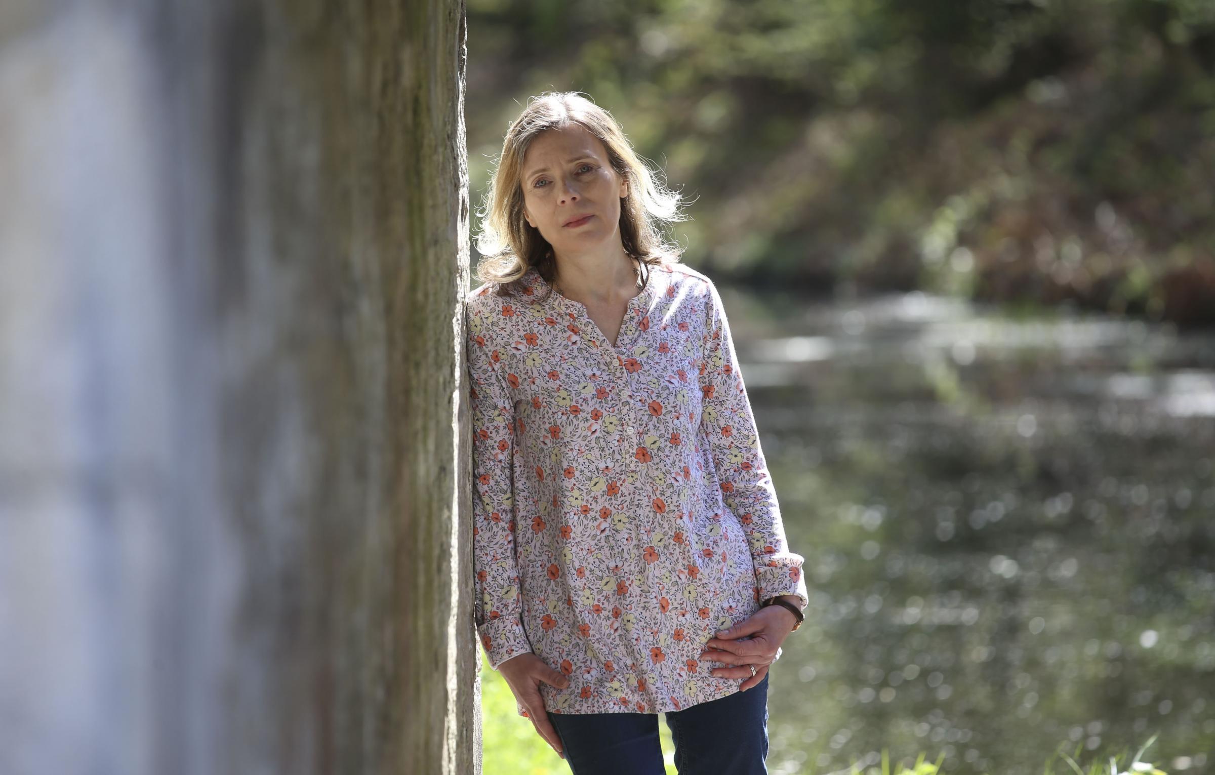Author Therese Stewart at the scene on the Union Canal near Linlithgow where the body of Euphemia Bourhill was found.. STY ..Pic Gordon Terris Herald & Times..30/4/21.