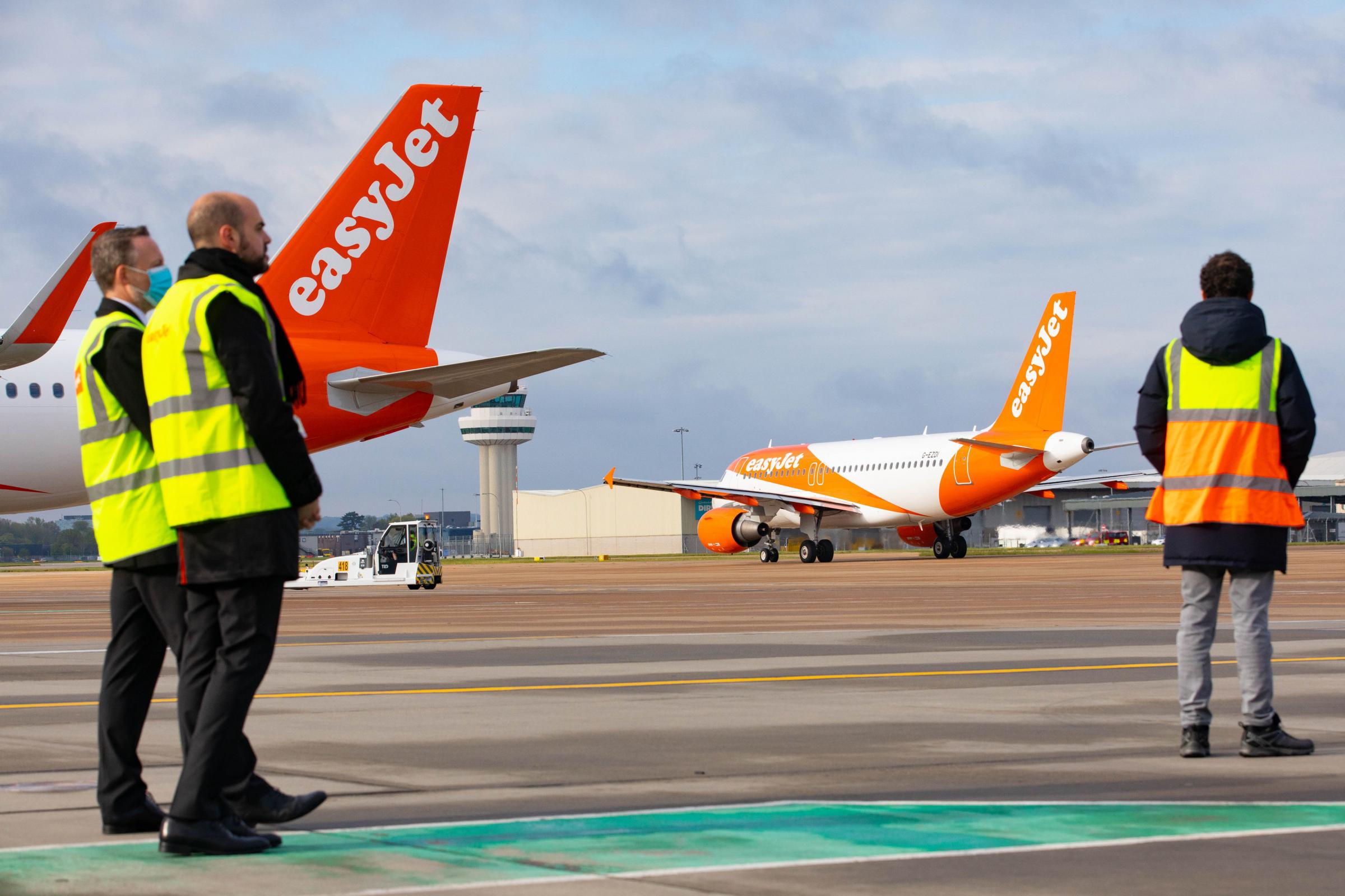 The first holiday and leisure flight pushes off for take-off at Gatwick Airport Picture: David Parry/PA Wire