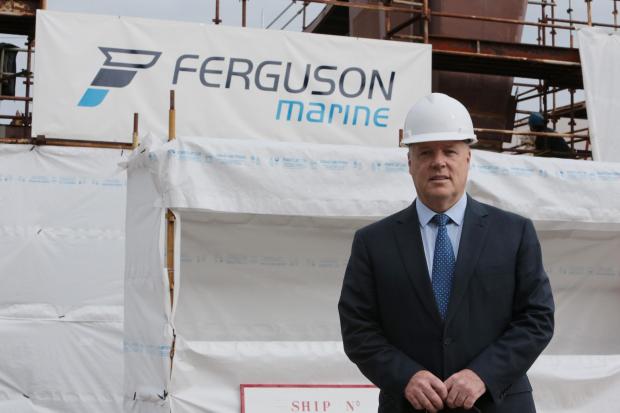HeraldScotland: Pictures Mark Gibson Newsquest Media Group.Pictured Fergusons Owner Jim McColl.First Minister Nicola Sturgeon made a visit to Ferguson Marine shipbuilders in Port Glasgow this morning to reveal that the firm is the preferred tenderer for a