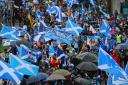 Saltires dominate this All Under One Banner march for independence (Photo: Colin Mearns)