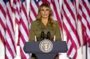 First Lady Melania Trump speaks on the second day of the Republican National Convention from the Rose Garden of the White House. AP Photo/Evan Vucci