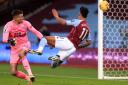 Aston Villa's Ollie Watkins scores his side's first goal of the game during the Premier League match at Villa Park, Birmingham. Picture date: Saturday January 23, 2021..