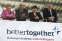 Labour's Johann Lamont and Alistair Darling with the Tories' Ruth Davidson and Willie Rennie of the LibDems at the launch of Better Together