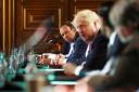 Matt Hancock and Boris Johnson during a Cabinet meeting in September, 2020