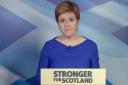 Nicola Sturgeon speaking at the SNP's national; conference