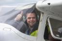 Scottish Conservative leader Douglas Ross during a election campaign visit to a flying school near Glasgow airport today.  Pic Gordon Terris/The Herald