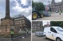 Glasgow's monuments have been fenced off ahead of expected Rangers fan gatherings this week.
