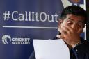 Majid Haq during a press conference at Stirling Court Hotel, Stirling. An independent review has recommended that Cricket Scotland is placed in special measures by sportscotland after 448 examples of institutional racism were revealed.
