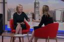 For use in UK, Ireland or Benelux countries only ..BBC handout photo of  Conservative Party leader candidate Liz Truss appearing on the BBC1 current affairs programme, Sunday with Laura Kuenssberg. Issue date: Sunday September 4, 2022. PA Photo. See PA