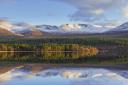 Loch Morlich and Cairngorm Mountains, Cairngorms National Park near Aviemore, Badenoch and Strathspey, Scotland, UK. (Photo by: Sven-Erik Arndt/Arterra/Universal Images Group via Getty Images).