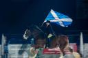 The Saltire flew at the World Clydesdale Show last weekend. This is Kirsty Aird, with Glenside Matthews Flower of Scotland, flying the flag for Scotland’s first hosting of this event during the opening ceremony.