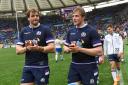 17/03/18 NATWEST SIX NATIONS .ITALY v SCOTLAND.ROME - ITALY .Scotland's Richie Gray and Jonny Gray (L-R) at full time.