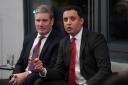Sir Keir Starmer and Anas Sarwar at the launch of Labour's "New Britain" report in Edinburgh on Monday