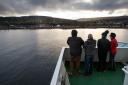 Passengers aproach Arran by ferry