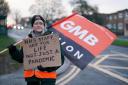 A GMB union member on the picket line