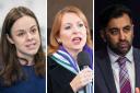 The SNP leadership candidates: Kate Forbes, left, Ash Regan and Humza Yousaf