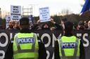 Patriotic Alternative clash with campaigners in protest outside Scots 'asylum seeker hotel'.Police have been drafted in for the protest, which was originally set up by members of the Erskine community.