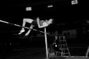 Dick Fosbury tries out his new technique in a New York meet in 1968. He went on to win an Olympic gold