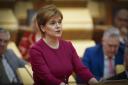 First Minister Nicola Sturgeon in Holyrood today.  Photo PA.