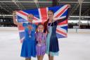 (L-R) Amelia Kislitsyn,,Anna-Maria Kislitsyn and Elsie Blake-Hughes at the International Ice Skating Competition in  Holland
