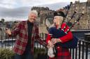 Sir Richard Branson is piped into the new Virgin Edinburgh hotel, which is the first outside the USA
