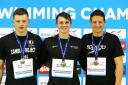 Michael Jamieson, right, with Adam Peaty, left, and Ross Murdoch at the 2014 British Swimming Championships in Glasgow