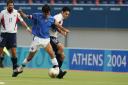 US soccer player Eli Wolff, right, playing in the 2004 Paralympic Games. He worked to change the perceptions around disability in sport