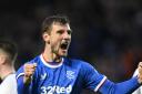 Borna Barisic celebrates making it 2-1 during a cinch Premiership match between Rangers and Ross County at Ibrox