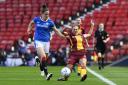 Rangers' Tessel Middag clashes with Motherwell's Gill Inglis during the Scottish Cup semi-final
