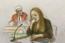 A court artist sketch of Lucy Letby giving evidence in the dock at Manchester Crown Court