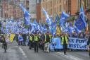 The march of independence supporters through Glasgow on the day of the coronation