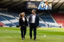 Scottish FA chief executive Ian Maxwell and Head of Girls' and Women's Football Shirley Martin launch the 'Week of Football' at Hampden Park.