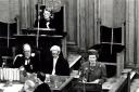 Margaret Thatcher addresses the General Assembly of the Church of Scotland in 1988 in what became known as the Sermon on The Mound