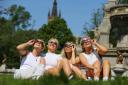 Pictured enjoying the warm weather in Kelvingrove Park, Glasgow are friends from left- Josie Holcroft age 21, Amy Sandstrom, 22, Faye Pullan, 22 and Kelly McIntyre, 22