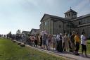 People wait to view the body of Sister Wilhelmina Lancaster (Charlie Riedel/AP)