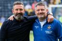 Derek McInnes & Tony Docherty smile as they celebrate Killie staying in the league