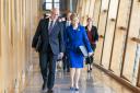 Nicola Sturgeon and John Swinney pictured in March this year before her final First Ministers Questions
