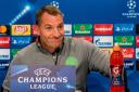 Brendan Rodgers at a Champions League press conference during his first spell as Celtic manager