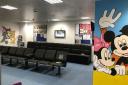 Murals of cartoon characters including Mickey Mouse and Baloo from The Jungle Book painted on the walls of an asylum seeker reception centre in Dover