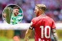 Iker Muniain, main, is looking forward to the testimonial organised for Celtic winger James Forrest, inset