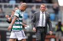 Celtic manager Brendan Rodgers, right, after the Viaplay Cup defeat to Kilmarnock at Rugby Park today